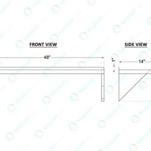 AmGood 14" Width x 48" Length | Stainless Steel Wall Shelf | Square Edge | Metal Shelving | Heavy Duty | Commercial Grade | Wall Mount | NSF Certified