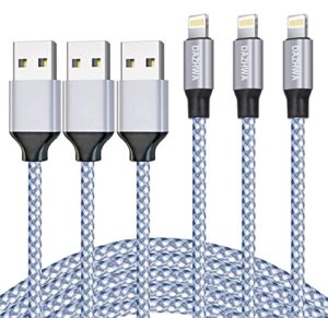dazhwa iphone charger 3pack 6ft [apple mfi certified] nylon braided usb-a to lightning cable cell phone fast charger cord compatible iphone14/13/12/11pro max/xs/xr/x/8/7/ipad more