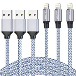 DAZHWA iPhone Charger 3pack 6ft [Apple MFi Certified] Nylon Braided USB-A to Lightning Cable Cell Phone Fast Charger Cord Compatible iPhone14/13/12/11Pro Max/XS/XR/X/8/7/iPad More