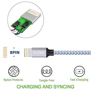 DAZHWA iPhone Charger 3pack 6ft [Apple MFi Certified] Nylon Braided USB-A to Lightning Cable Cell Phone Fast Charger Cord Compatible iPhone14/13/12/11Pro Max/XS/XR/X/8/7/iPad More