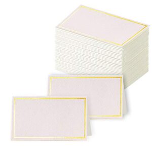 toncoo 100pcs premium place cards, small table cards with gold foil border, escort cards, name cards, wedding place cards for wedding, table, dinner parties, seating cards, 2" x 3.5"