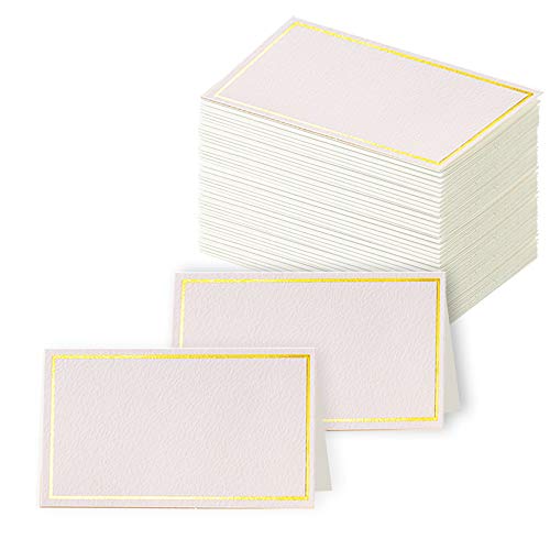 Toncoo 100Pcs Premium Place Cards, Small Table Cards with Gold Foil Border, Escort Cards, Name Cards, Wedding Place Cards for Wedding, Table, Dinner Parties, Seating Cards, 2" x 3.5"