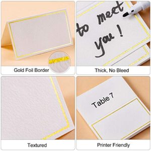 Toncoo 100Pcs Premium Place Cards, Small Table Cards with Gold Foil Border, Escort Cards, Name Cards, Wedding Place Cards for Wedding, Table, Dinner Parties, Seating Cards, 2" x 3.5"