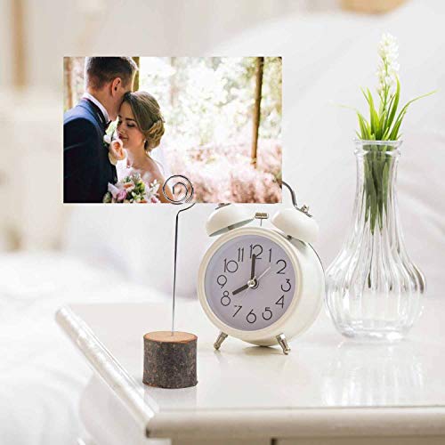 Toncoo 10Pcs Premium Wood Place Card Holders with Swirl Wire and 20 Pcs Kraft Place Cards, Rustic Wood Table Number Holders Stands, Name Cards Photo Holders for Wedding Party Sign Food Cards Label