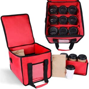 2TUFF Insulated Drink Carrier for Delivery - Reusable Drink Caddy with Handle and Shoulder Strap for Food Delivery and Takeout, Portable Cup Carrier Bag - Coffee Caddy Keeps Up To 9 Hot or Cold Drinks