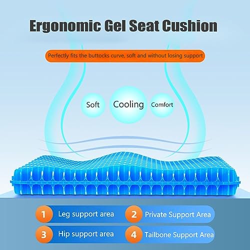 Egg Gel Seat Cushion, Breathable Gel Cushion Chair Pads with Non-Slip Cover for Home Office Car Wheelchair, Honeycomb Design Egg Seat Cushion As Seen On TV