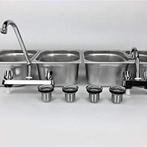 Concession Sink 3 Large + 1 Small Hand Washing- 4 Compartment Stand Food Trailer