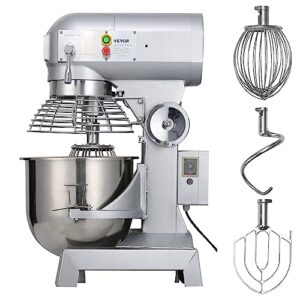 Happybuy 15Qt Commercial Food Mixer with Timing Function， Commercial Mixer 500W Stainless Steel Bowl Heavy Duty Electric Food Mixer Commercial with 3 Speeds Adjustable, Perfect for Bakery Pizzeria