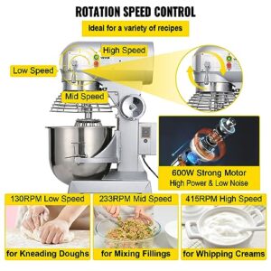 Happybuy 15Qt Commercial Food Mixer with Timing Function， Commercial Mixer 500W Stainless Steel Bowl Heavy Duty Electric Food Mixer Commercial with 3 Speeds Adjustable, Perfect for Bakery Pizzeria