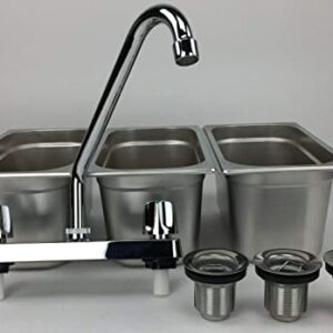 Concession Sink 3 Compartment Portable Stand Food Truck Trailer 3 Small w/Faucet