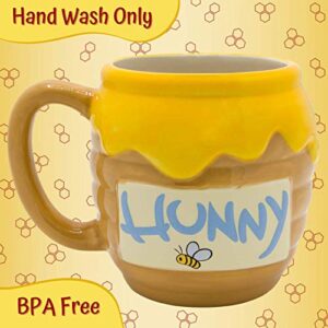 Silver Buffalo Winnie the Pooh Honey "Hunny" Pot Ceramic 3D Sculpted Coffee Mug, 23 Ounces