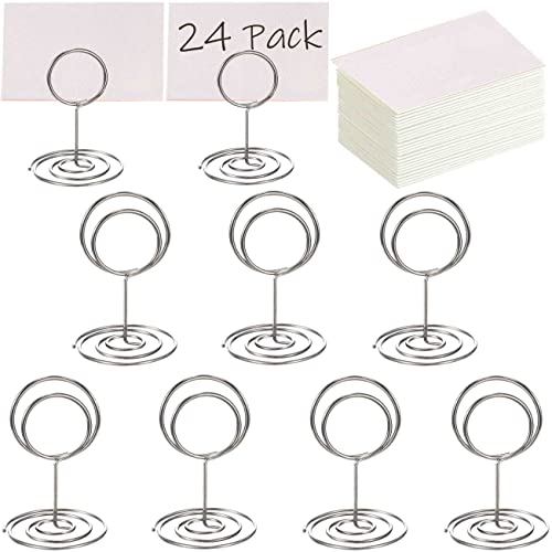 Toncoo 24 Pcs Premium Mini Place Card Holders and 24 Pcs Place Cards, Small Table Card Holder, Cute Table Number Holders, Photo Picture Holders for Centerpieces, Wedding, Party, Birthday