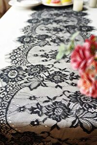 14 x 120 inches black lace table runner decoration anniversary embroidered doilies party supplies vintage lace centerpiece theme for boho wedding bridal baby shower decorations