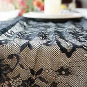 14 x 120 Inches Black Lace Table Runner Decoration Anniversary Embroidered Doilies Party Supplies Vintage Lace Centerpiece Theme for Boho Wedding Bridal Baby Shower Decorations