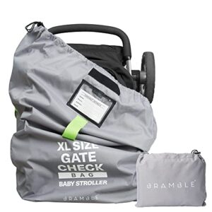 bramble - 47" inch extra large gate check stroller bag for airplane waterproof | padded adjustable strap | backpack stroller storage bag, double stroller travel bag for single & double stroller