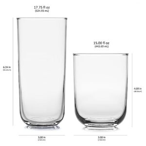 Libbey Polaris 16-Piece Tumbler and Rocks Glass Set, Axis