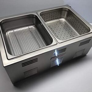 Portable Commercial Hot Dog Cooker and Bun Warmer Steamer for Food Truck and Trailer Concessions 2 Compartment