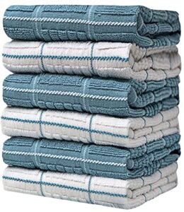 premium cotton kitchen towels (16" x 26") | absorbent dish towels | 435 gsm cotton tea towels | kitchen hand towels | dish towels for kitchen | aqua