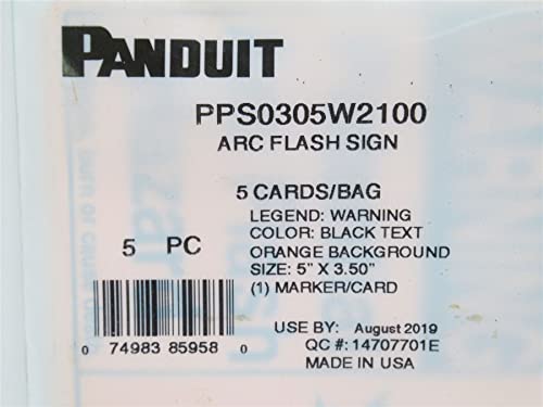 Panduit PPS0305W2100; Bag-5; Arc Flash Signs; 3.5" W x 5" H