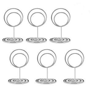 jofefe 20pcs mini place card holders, cute table number holders, classy table card holder table picture stands, elegant wire photo holder menu memo clips, idea for wedding, anniversary party (silver)