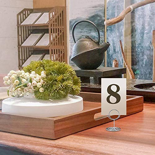 Jofefe 20pcs Mini Place Card Holders, Cute Table Number Holders, Classy Table Card Holder Table Picture Stands, Elegant Wire Photo Holder Menu Memo Clips, Idea for Wedding, Anniversary Party (Silver)