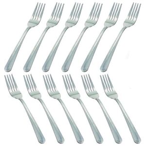 mjiya 12 pcs dinner forks silverware set, dominion heavy duty forks, stainless steel salad forks multipurpose use for home, kitchen or restaurant (l (12pcs))