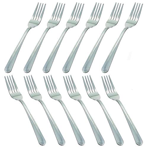 MJIYA 12 PCS Dinner Forks Silverware Set, Dominion Heavy Duty Forks, Stainless Steel Salad Forks Multipurpose Use for Home, Kitchen or Restaurant (L (12PCS))