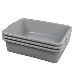 ggbin plastic dish tubs, commercial bus box/wash basin tote box, 3-pack(grey, 13l)