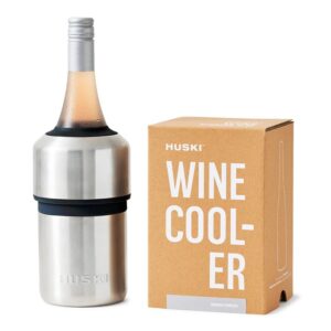 huski wine chiller | award winning iceless design | keeps wine cold up to 6 hours | wine accessory | next generation ice bucket | fits some champagne bottles | perfect gift for wine lovers (stainless)
