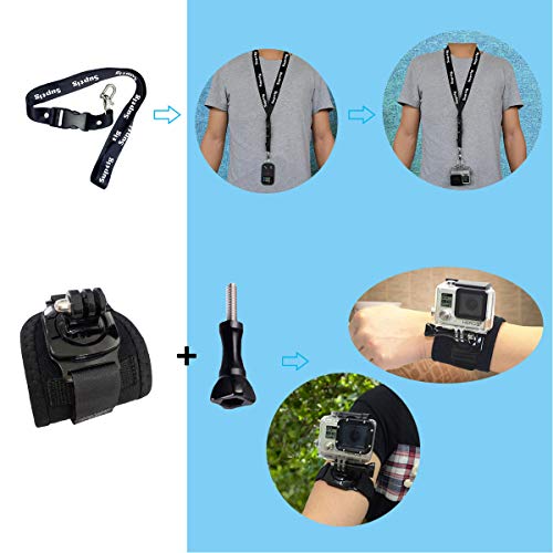 Suptig Accessories Kit Compatible for Gopro Hero 11 Hero 10 Hero 9 Hero 8 Hero 7/6/5/4/3/3+/2/1/Session Gopro Max Gopro Fusion DJI Osmo, Insta360 and AKASO Action Camera Accessories