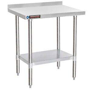 steel commercial kitchen prep table - 24 x 30 inch nsf stainless steel work table with metal backsplash - utility table bench workshop for restaurant, hotel, home kitchen, garage by durasteel