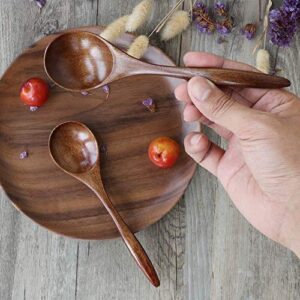 Wood Spoon for Eating, ADLORYEA 6-Piece Wooden Spoons, 7 inch Handmade Natural Asian Wooden Spoons for Soup, Coffee, Salad Desserts, Chips, Snacks, Cereal, and Fruit