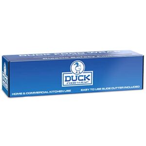 duck food safety film, 18 inch x 2000ft plastic wrap, commercial grade, great for sealing and storage, used for food service industry, easy to use slide cutter for clean cut use (1 box)