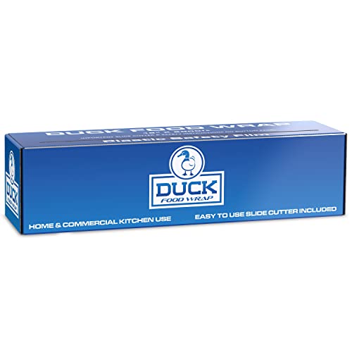 Duck Food Safety Film, 18 inch x 2000ft Plastic Wrap, Commercial Grade, Great for Sealing and Storage, Used for Food Service Industry, Easy to Use Slide Cutter for Clean Cut Use (1 Box)