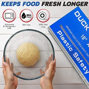 Duck Food Safety Film, 18 inch x 2000ft Plastic Wrap, Commercial Grade, Great for Sealing and Storage, Used for Food Service Industry, Easy to Use Slide Cutter for Clean Cut Use (1 Box)