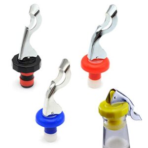 wine stoppers, food-safe silicone bottle stoppers, expanding manual beverage stopper, reusable wine bottle corks, creates airtight seal, assorted colors 4 pack (assorted)