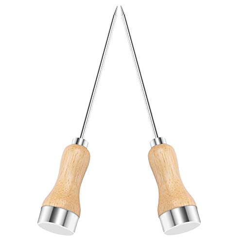 MOTZU 2 Pieces Ice Picks Stainless Steel with Wooden Handle for Kitchen Restaurant Bar Home