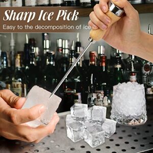 MOTZU 2 Pieces Ice Picks Stainless Steel with Wooden Handle for Kitchen Restaurant Bar Home