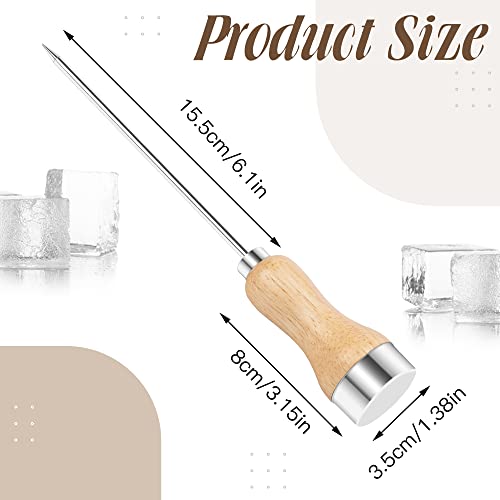 MOTZU 2 Pieces Ice Picks Stainless Steel with Wooden Handle for Kitchen Restaurant Bar Home