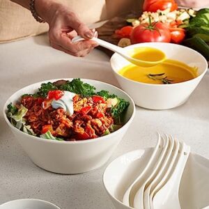 DOWAN 32 OZ Large Soup Bowls Set of 4 - White Ceramic Bowls for Ramen, Cereal, Pasta, Salad, Fruit - Dishwasher & Microwave Safe
