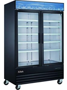 xiltek double door upright commercial display freezer - large capacity glass door merchandiser freezer 45 cu ft.