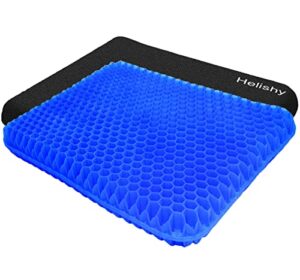 gel seat cushion - 1.65inch double thick egg seat cushion with non-slip cover - coccyx cushion for back & sciatica pain - office chair car seat cushion - honeycomb breathable design, durable, portable