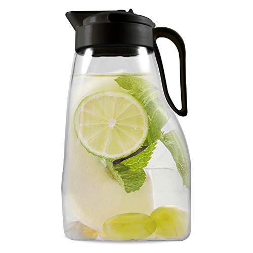 Pratico Kitchen LargePour Water, Juice, and Beverage Airtight Pitcher, Made in Japan, 3.2 qt, 102 oz, Black