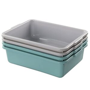 yubine 8l small rectangle dishpan bust tubs, commercial bus tote boxes, 4-pack