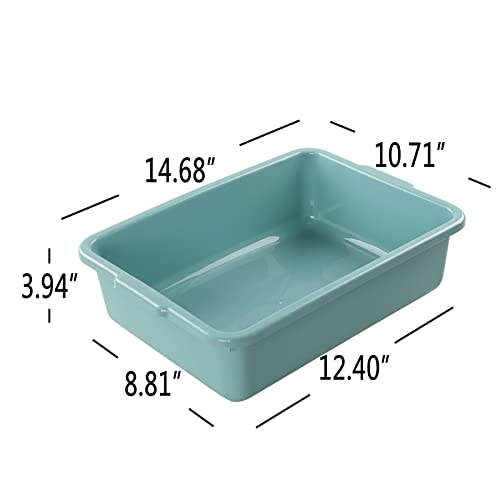 Yubine 8L Small Rectangle Dishpan Bust Tubs, Commercial Bus Tote Boxes, 4-Pack