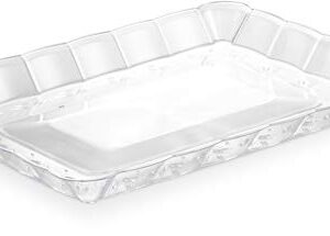 Plasticpro Plastic Serving Trays - Serving Platters Rectangle 9X13 Disposable Party Dish Crystal Clear Pack of 4