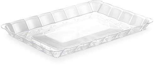 Plasticpro Plastic Serving Trays - Serving Platters Rectangle 9X13 Disposable Party Dish Crystal Clear Pack of 4