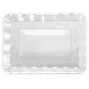 Plasticpro Plastic Serving Trays - Serving Platters Rectangle 9X13 Disposable Party Dish Crystal Clear Pack of 4