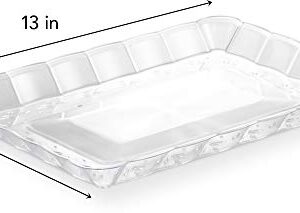 Plasticpro Plastic Serving Trays - Serving Platters Rectangle 9X13 Disposable Party Dish Crystal Clear Pack of 4