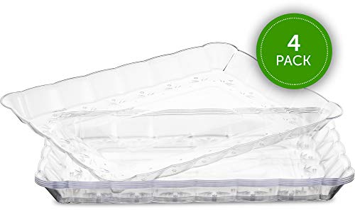 Plasticpro Plastic Serving Trays - Serving Platters Rectangle 9X13 Disposable Party Dish Crystal Clear Pack of 4